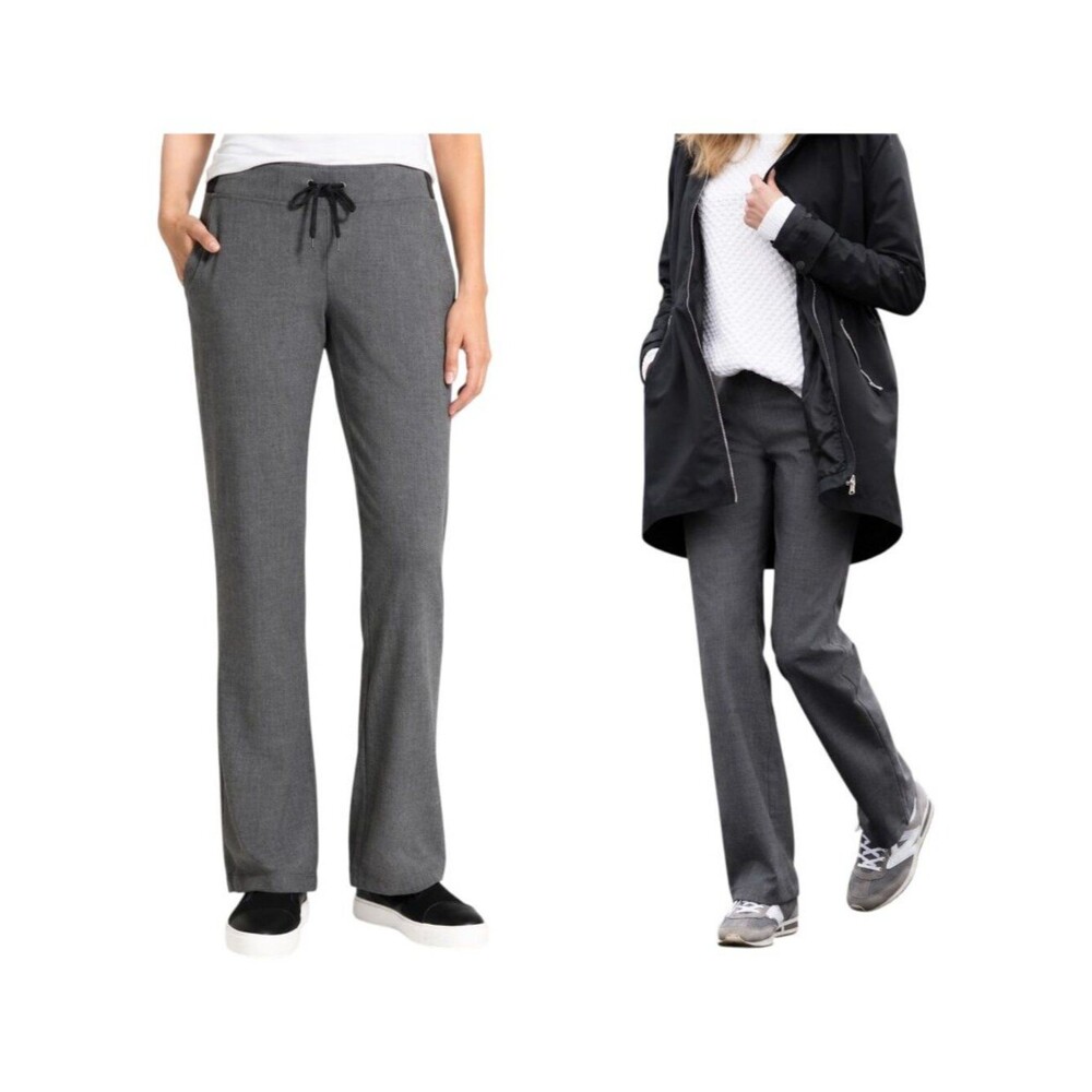 Athleta Midtown Wide Leg Pull On Pants Women Gray Wool Drawstring Size 8 457939